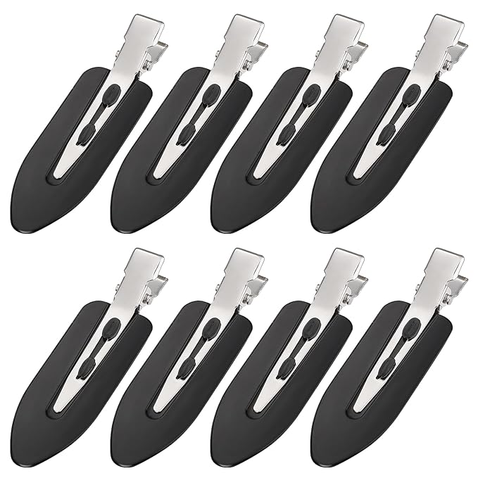 8Pcs No Bend Hair Clips - Creaseless Hair Clips Styling Duck Bill Clip No Dent Alligator HairBarrettes, Small Gifts for Women Girl Salon Hairstyle Hairdressing Bangs Waves Makeup, Black-VivaGrace Women