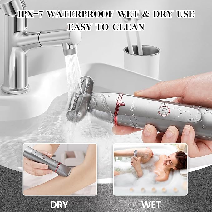 Electric Razors for Women, 3-in-1 Electric Lady Clipper Pubic Hair Trimmer-Painless Hair Removal Groomer Kit Rechargable Bikini Trimmer for Women with 3 Trimmer Heads, IPX7 Waterproof-VivaGrace Women