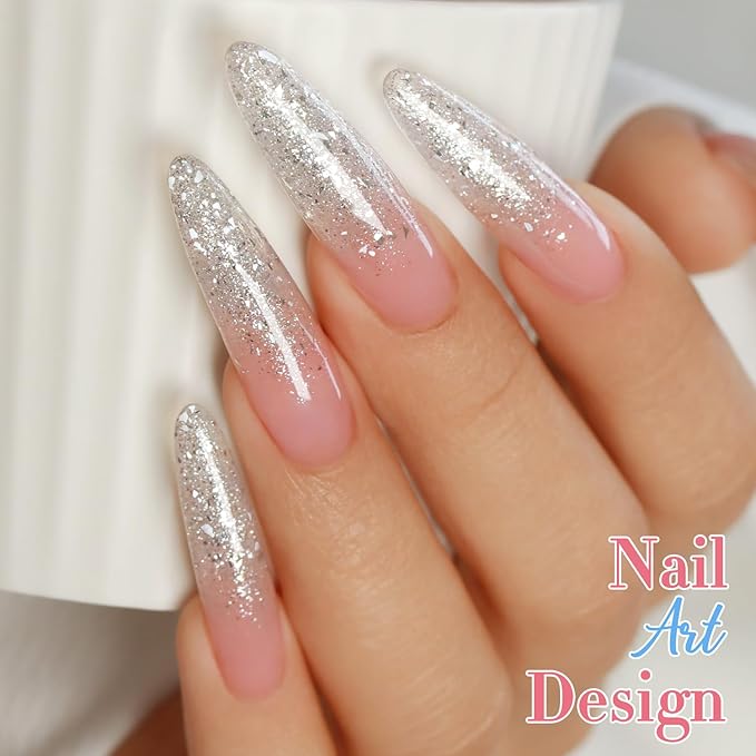 Double Rhythm 0.5Oz Glitter Gel Polish Shimmer Reflective Color for Nail Art Salon DIY Soak Off 15ml Nail Lamp Gel Polish at Home (Clear Silver-B1162)
