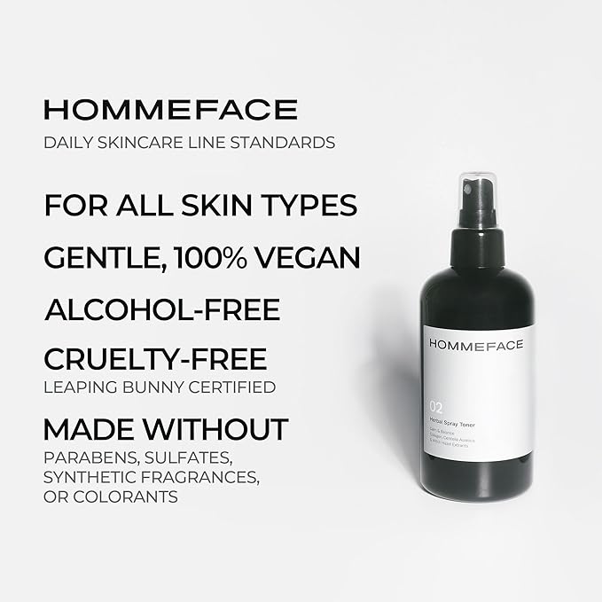 HOMMEFACE Men’s Herbal Spray Face Toner, 8.45 fl. oz. - Alcohol-Free, Hydrating and Balancing Facial Mist with Witch Hazel, CICA Extract, Anti Aging, Aftershaving, for All Skin Types-VivaGrace Women