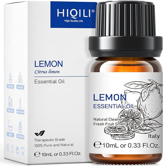 HIQILI Lemon Essential Oil, Household Cleaning, Air Purification, Skin Care, Can be Added to Cleansers, Sprays, Body Lotions Use - 0.33 Fl Oz/10ML-VivaGrace Women