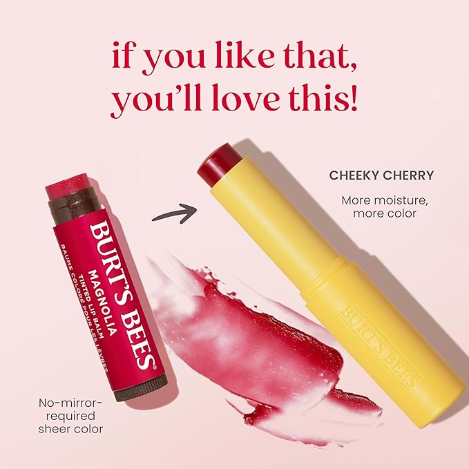 Burt’s Bees Back to School Gift Ideas, Tinted Boosted Balm, Cheeky Cherry, Hydrating Tinted Lip Balm with Vitamin C, E, and F Core, 24 Hour Lip Moisturizer, 100% Natural Origin, 1 Count, 0.16oz-VivaGrace Women