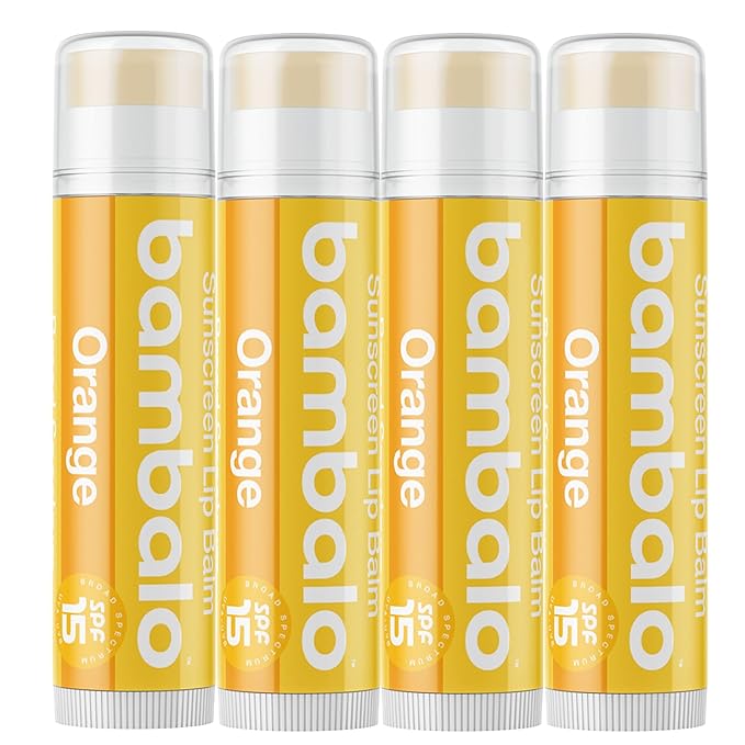 4-Pack Orange SPF 15 Lip Balm - Organic Ingredients, Broad Spectrum UVA/UVB Protection - Hydrating & Moisturizing, USA Made-VivaGrace Women