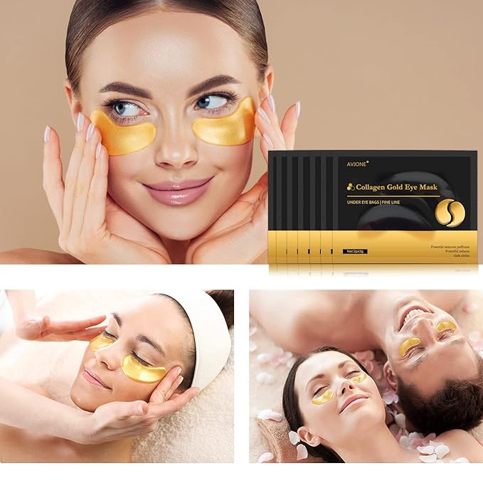 AVJONE 24K Gold Eye Mask - Puffy Eyes and Dark Circles Treatments – Relieve Pressure and Reduce Wrinkles, Revitalize and Refresh Your Skin -16 Pairs-VivaGrace Women