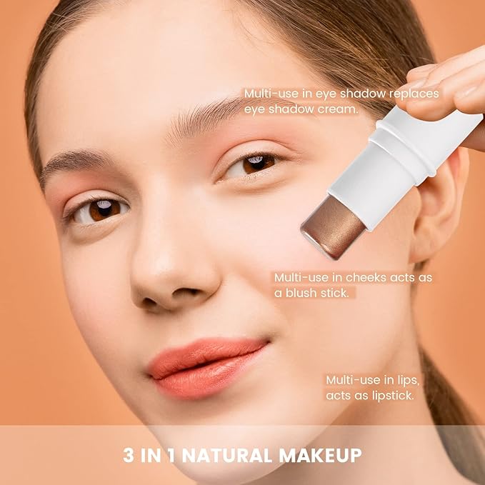 Cream Blush Stick for Cheek and Lip Tint, Multi Use as Highlighter Makeup and Blush Stick for Older Women & Mature Skin(#3 Brighten)-VivaGrace Women