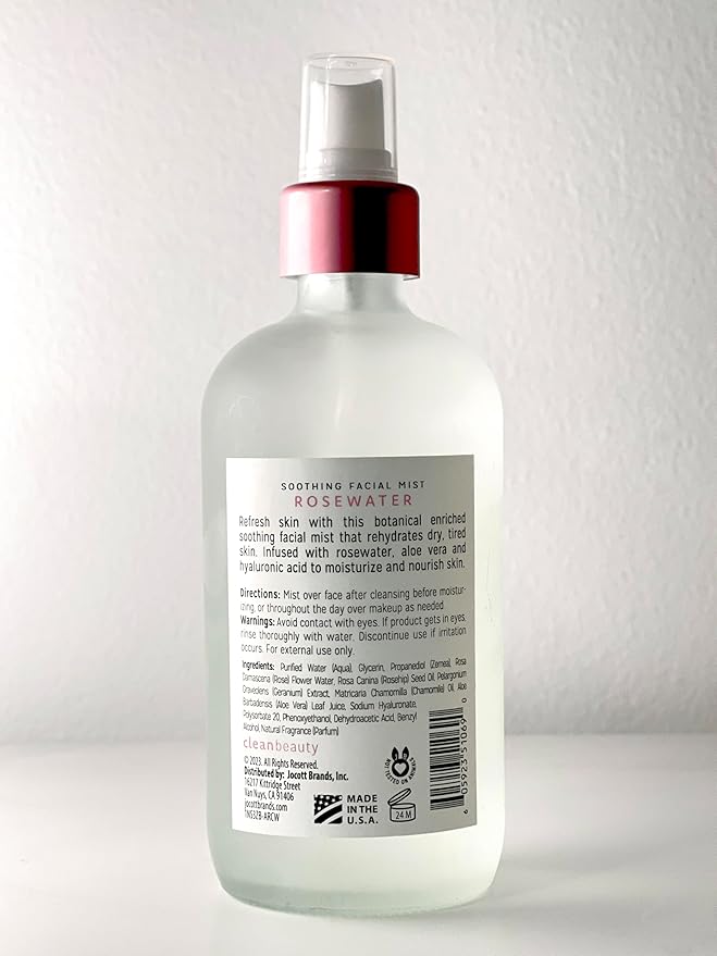 Clean Beauty Rosewater Soothing Facial Mist with Aloe Vera & Hyaluronic Acid - Hydrates, Refreshes & Plumps | Soothe Dry, Irritated Skin (8 Fl Oz)-VivaGrace Women