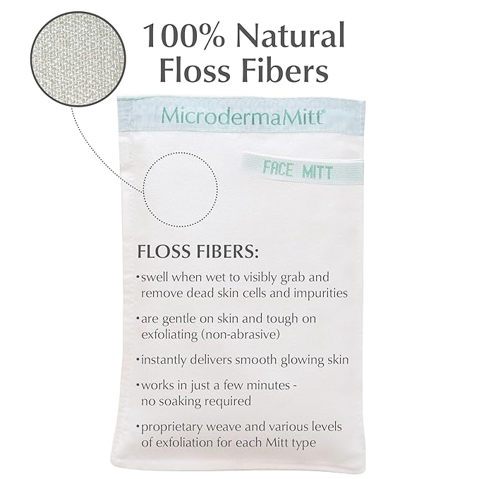 MicrodermaMitt Deep Exfoliating Mitt Scrub for Face, Lips & Neck - Dead Skin & Blackheads Remover - Gentle Facial Scrubber - Exfoliator Glove for Shower - Women Skin Care-VivaGrace Women