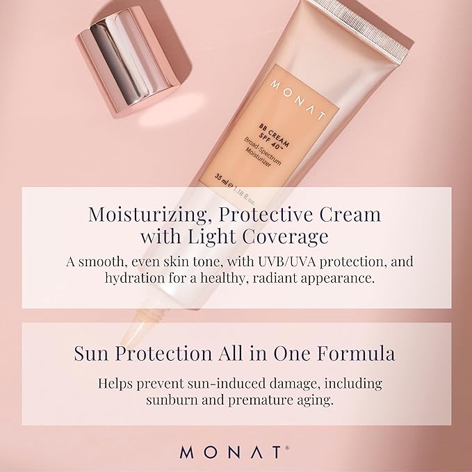 Monat BB Cream SPF 40 - Nude Broad-Spectrum Moisturizer, Lightweight Tinted Coverage, Fragrance-Free, 35ml/1.18 fl. oz.-VivaGrace Women
