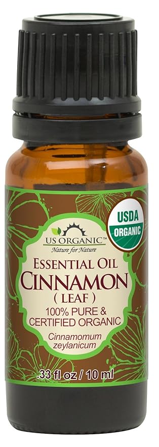 US Organic 100% Pure Cinnamon Leaf Essential Oil - USDA Certified Organic, Steam Distilled - W/Euro Dropper (More Size Variations Available) (10 ml / .33 fl oz)-VivaGrace Women