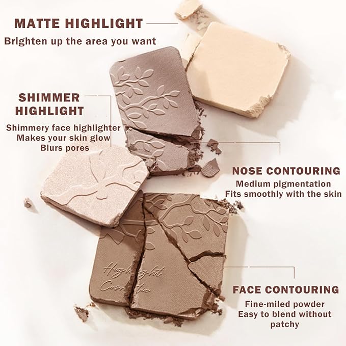 Contour Powder Highlighter Powder Contour Palette,2 In 1 Highlighter Contour Palette,Shimmer Powder Highlighter Matte Powder Contour Palette,Face Contorno Maquillaje-Warm Brown-VivaGrace Women
