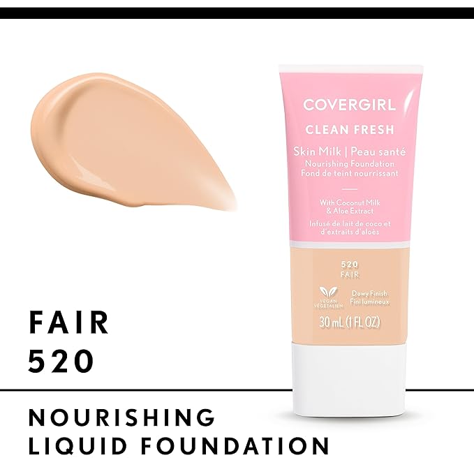 COVERGIRL Clean Fresh Skin Milk Foundation, Fair, 1 Fl Oz (Pack of 1) (packaging may vary)-VivaGrace Women