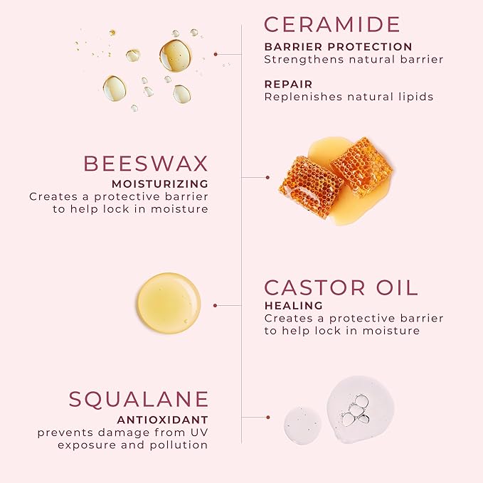 Guava Lip Balm Hydrating for Dry Lips - Natural Lip Moisturizer with Ceramide, Squalane & Castor Oil, Protects Lip Barrier, Lip Care for Chapped Lips, Lip Repair - 0.15 Fl oz-VivaGrace Women