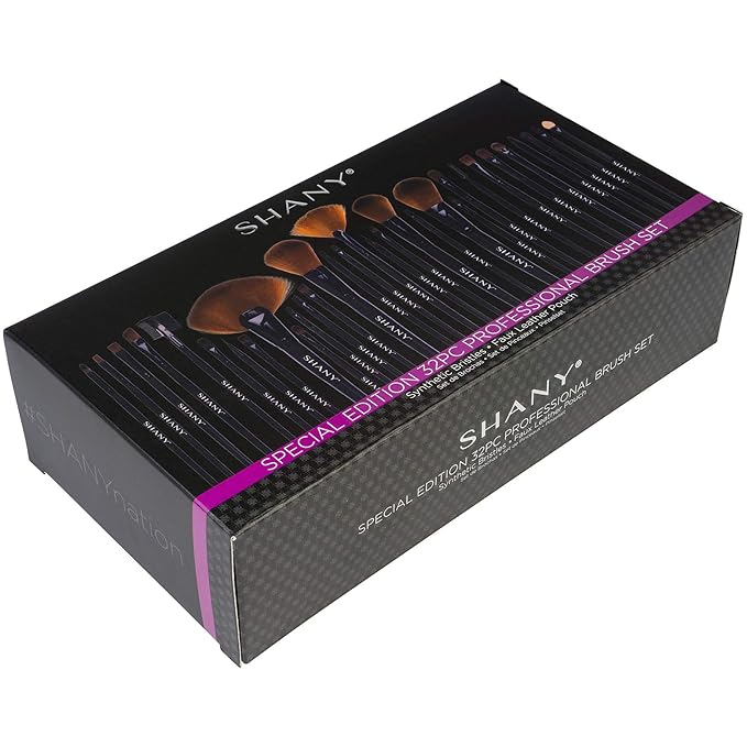 SHANY Makeup Brushes Premium Synthetic Foundation Powder Concealers Eye Shadows Cosmetics Brush Set with Faux Leather Pouch and Instruction sheet, 32 Count-VivaGrace Women