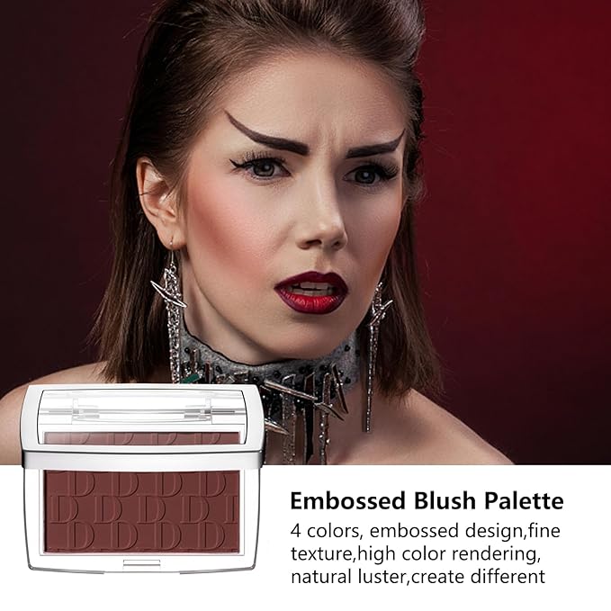 Embossed Blush, Palette Pink Dark Powder Blush Palette-VivaGrace Women