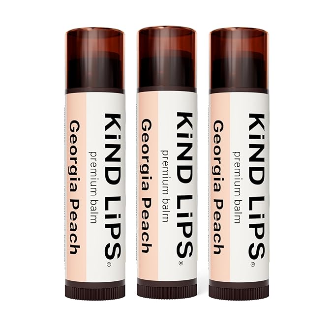 Kind Lips Lip Balm - Nourishing & Moisturizing Lip Care with Shea Butter, Beeswax & Vitamin E | Georgia Peach Flavor | 0.15 Oz (Pack of 3)-VivaGrace Women