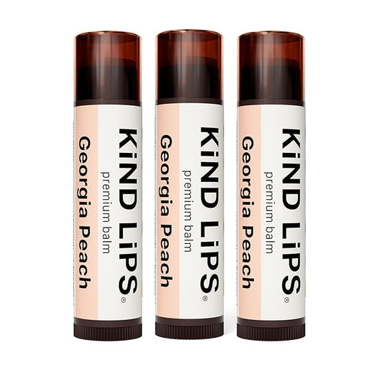 Kind Lips Lip Balm - Nourishing & Moisturizing Lip Care with Shea Butter, Beeswax & Vitamin E | Georgia Peach Flavor | 0.15 Oz (Pack of 3)-VivaGrace Women