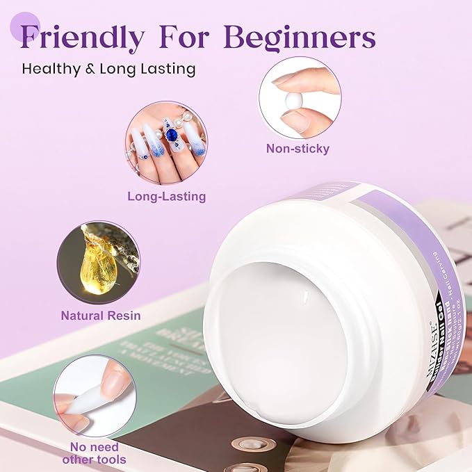 MIZHSE Solid Builder Gel for Nails, 60g White 3D Gel Nail Art Sculpting Non-Sticky Carving Hard Extension Soak Off UV LED for Salon Manicure Home DIY-VivaGrace Women