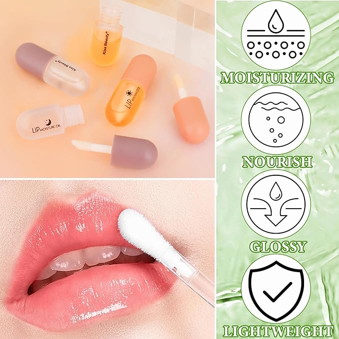 Lip Plumper Set,Lip Plumper Oil Gloss Moisturizing Lip Plumper Lip Care Serum,Hydrating Plump Gloss Reduce Fine Lines,Lip Plumper for Day & Night Use Set B（2Pcs）-VivaGrace Women