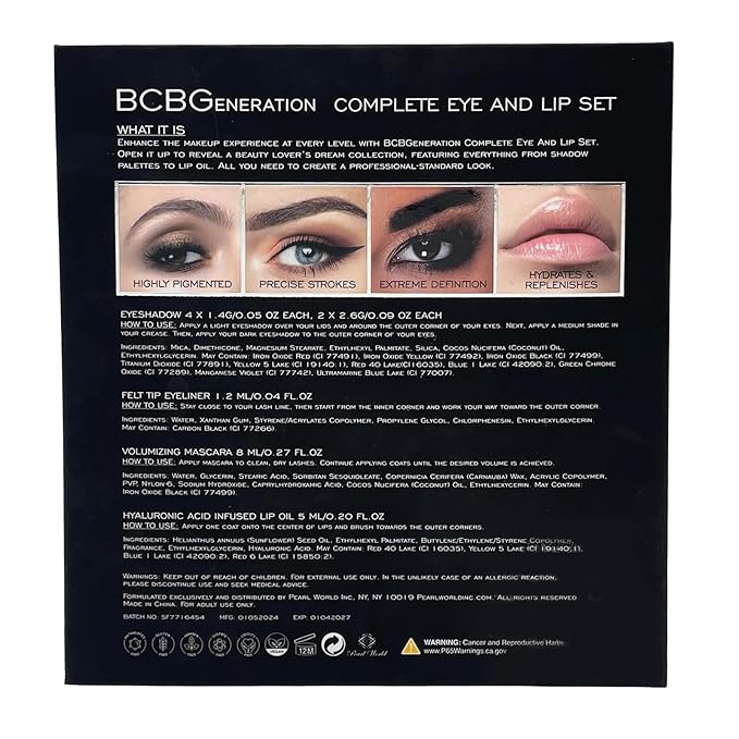 Natural Complete Eye and Lip Set - Includes Eyeshadow Palette, Eye Liner, Mascara, Lip Oil - 4 pcs-VivaGrace Women