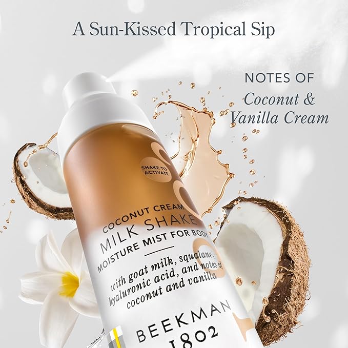 Beekman 1802 Coconut Cream Milk Shake - Body Mist - 2.0 fl. oz - With Hyaluronic Acid & Jojoba Oil - Instantly Moisturizes, Hydrates & Softens - Good for Sensitive Skin - Cruelty Free-VivaGrace Women
