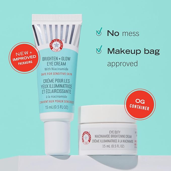 First Aid Beauty Brighten + Glow Niacinamide Eye Cream – Illuminating Brightening Cream to Help Hydrate & Reduce the Look of Dark Circles – 0.5 oz.-VivaGrace Women