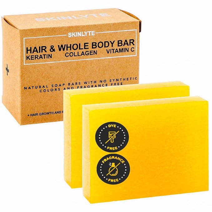 Natural Hair & Whole Body Bar Soap -Hair & Skin Treatment- Keratin & Collagen Peptides | Hair: Promotes Growth, Repair, Strength, Volume | Skin: Anti-Aging, Firm, Elasticity w/Organic Sulfur-VivaGrace Women