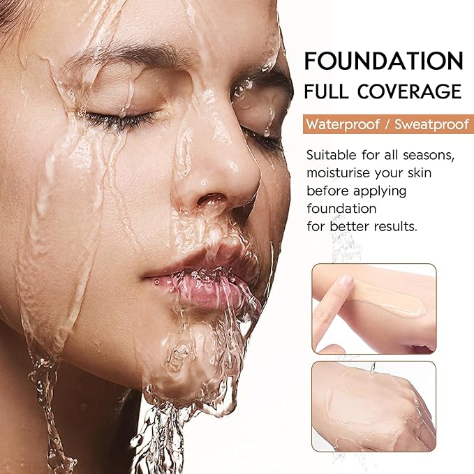 Matte Oil Control Concealer Foundation Flawless Soft Long Lasting Foundation Makeup,Waterproof Full Coverage Face Makeup Strong Concealer Foundation for Oily Acne Skin (#104 Buff Beige)-VivaGrace Women