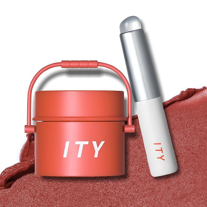 ITY Velvet Matte Finish Lip Stain-Mousse Textured Pudding Pot Lip Clay with Brush, Nude Shade, Dual-Use as Lipstick and Blush, Conceals Lip Lines, Rich Pigment, 0.21 oz (6g) in Papaya Dream-VivaGrace Women