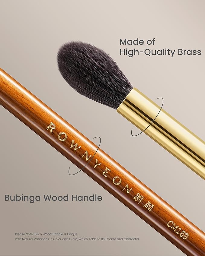 Desert Oak Series Eyeshadow Blending Brush - Dome Goat Hair Bristles for Seamless Crease Work, Premium Bubinga Handle with Gold Brass Ferrule (CM 169)-VivaGrace Women