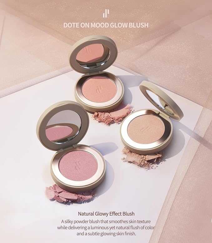 Heart Percent Dote on Mood Glow Blush, Smooth Radiant Color Luminous Shimmering Stain Finish Cheek Makeup Blush (01. Rose Plush)-VivaGrace Women