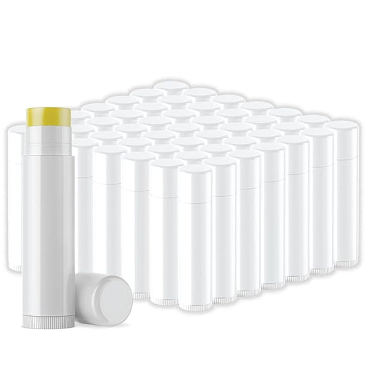 Natural Lip Balm Bulk, Unlabeled Filled, 50 Pack, Peppermint | Customizable Labels For Party Favors, Gift Baskets, or Business Branding. For Men, Women, and Children.-VivaGrace Women