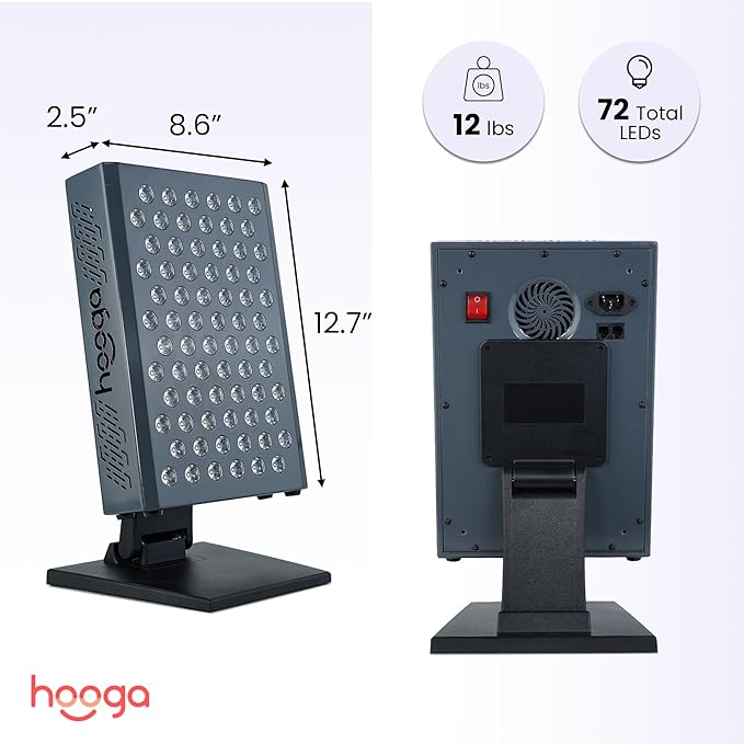 Hooga Red Light Therapy, Red Near Infrared LED Panel, 72 Quad Chip Flicker Free LEDs, Ultra Series, Clinical Grade Device for Energy, Pain, Skin, Recovery, Sleep, Performance. ULTRA360.-VivaGrace Women