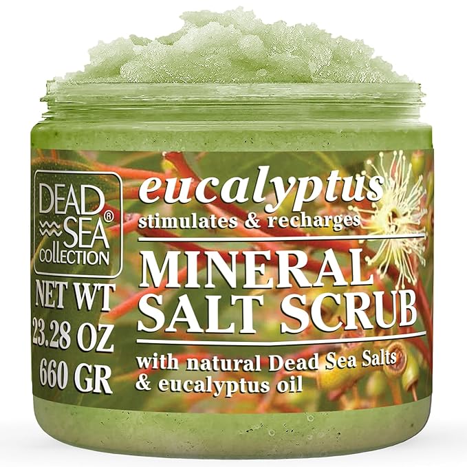 Dead Sea Collection Eucalyptus Salt Scrub – Exfoliating Body Scrub for Women – Moisturizing and Nourishing Skin – with Pure Oils and Dead Sea Minerals (23.28 Oz)-VivaGrace Women