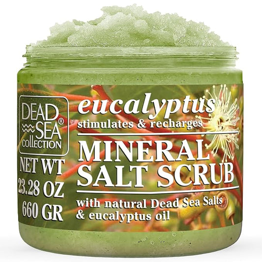 Dead Sea Collection Eucalyptus Salt Scrub – Exfoliating Body Scrub for Women – Moisturizing and Nourishing Skin – with Pure Oils and Dead Sea Minerals (23.28 Oz)-VivaGrace Women