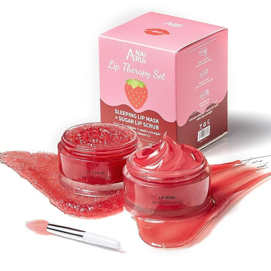 Lip Balm & Moisturizer Set, Lip Scrub & Lip Sleeping Mask- Overnight Treatment Lip Care Products | Moisturize & Nourish, Dry Cracked Lips, Intense Hydration with Vitamin C-VivaGrace Women