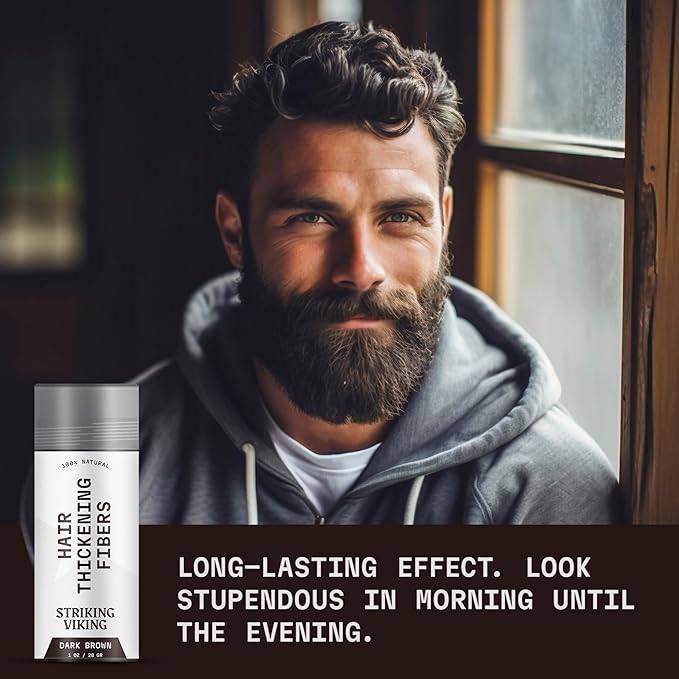 Striking Viking Hair Fibers for Thinning Hair, Dark Brown (28g) - Long Lasting, Undetectable Natural Building Powder for Thicker Looking Results, Men & Women-VivaGrace Women