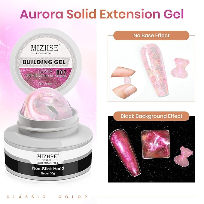 MIZHSE Solid Builder Gel for Nails, Mermaid Pearl 1oz Hard Gel Builder Non Sticky Nail Extension Gels Long Lasting Modeling Sculpture Nail Salon Art Home Use-VivaGrace Women