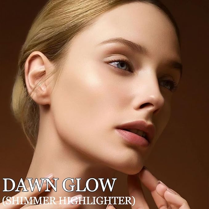 Erinde Face Highlighter Palette, Pearl Glossy Face Illuminator Palette, Natural Glow Finish, Shimmer Smooth Baked Highlighter Powder, Long-lasting Sparkling Highlighter Makeup, 03 Dawn Glow-VivaGrace Women