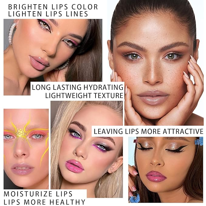 Lip Glow Oil Set, 2 Pcs Comforts Plumping Lip Oil, Refreshes Hydrating Lip Gloss Oil, Non-sticky Lip Plumper Gloss, Nourishing Lip Oil Tinted Lip Balm Lip Care, Soothes Tinted Lip Oil For Dry Lip-VivaGrace Women