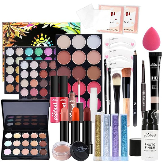 Multi-purpose Makeup Kit All-in-One Makeup Gift Set Colours Mix Eyeshadow Concealer Lip Gloss Pressed Powder and Powder Blusher Cosmetic Makeup Palette Set Kit #093-VivaGrace Women