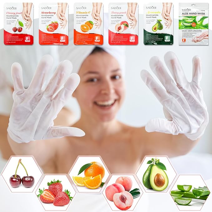 24 Pcs Fruits Beauty Facial Hand Foot Mask Cooling Eye Pads Set Spa Party Night Kit Beauty Skincare Hydrating Skin Cooling Eye Masks for Puffy Eyes Spa Stocking Stuffers Night Summer Party-VivaGrace Women