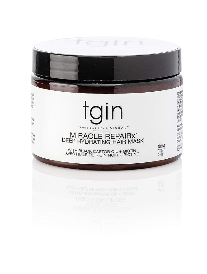 tgin Miracle RepaiRx Deep Hydrating Hair Mask for Curly, Coily and Wavy Hair, with Biotin and Black Castor Oil, Deep Moisture and Repair for Damaged, Color-Treated Hair, 12 oz-VivaGrace Women