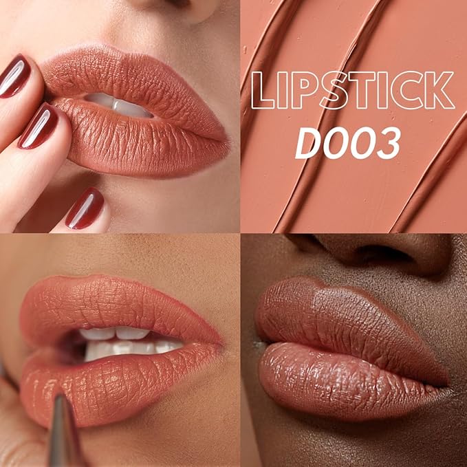 2PCS Marbled Matte Lip Stick Makeup - Velvety Finish | Naked-lip Feel, Full Coverage, D003+D004-VivaGrace Women