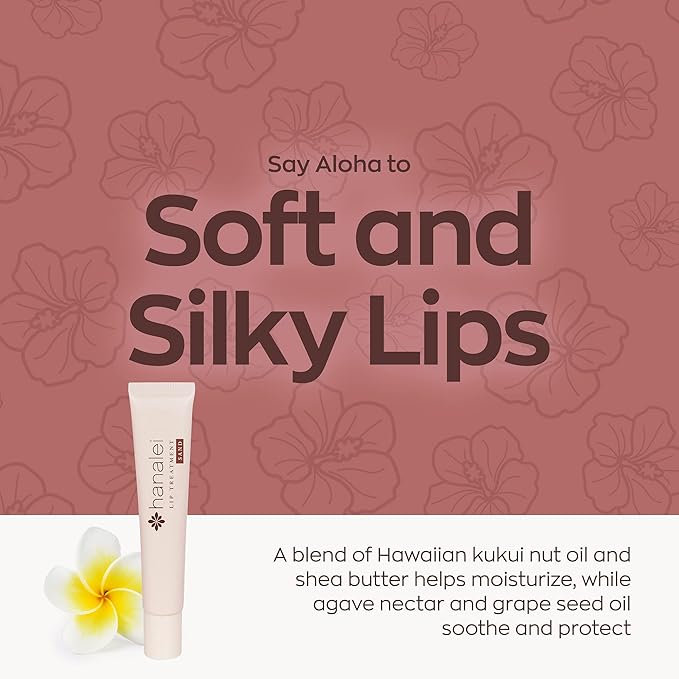 Hanalei Lip Treatment for Dry, Chapped Lips – Intensive Overnight Moisturizer with Kukui Oil, Shea Butter & Grapeseed Oil – Hydrating Balm for Healing Cracks – Natural Nude Tint, 15g – Cruelty-Free-VivaGrace Women