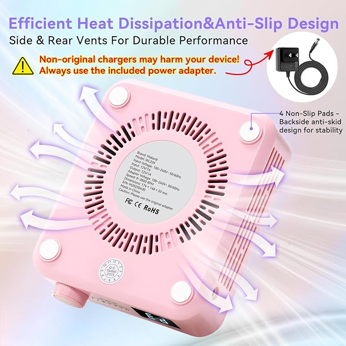 Makartt Professional Nail Dust Collector – Powerful Dust Collector Nail Tech Quite Suction Machine for Acrylic Nails Manicure & Pedicure Salon & Home Use Includes 10pcs Filters & Dust Brush Pink-VivaGrace Women