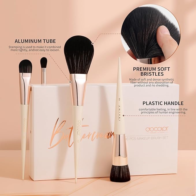 docolor Makeup Brushes Professional 30Pcs Make up Brushes Set Premium Synthetic Kabuki Foundation Blending Brush Face Powder Blush Concealers Eye Shadows Beige-VivaGrace Women
