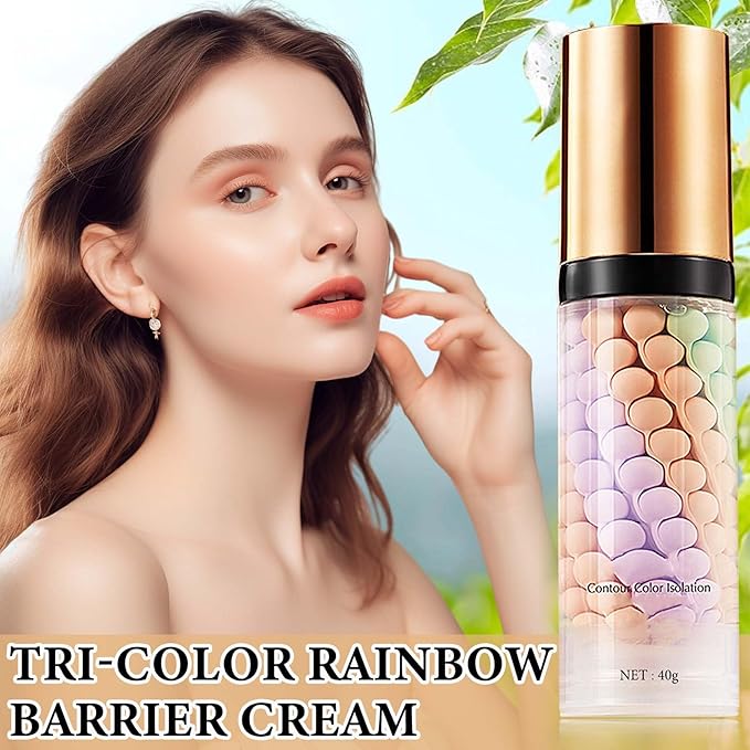 1 Pcs One Step Color Corrector,Natural Isolation Cream,Face Primer Makeup Tricolor Tinted Moisturizer,Oil Control & Moisturizing Skin Tone Correcting and Brightening Primer Concealer Foundation-VivaGrace Women