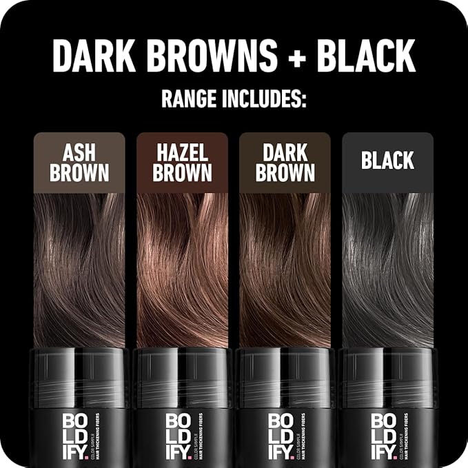 Boldify Hair Fibers Color Sample Kit - Fill In Thinning and Fine Hair for an Instantly Fuller, Thicker Look - 14 Shades for Women & Men - Dark Browns + Black-VivaGrace Women