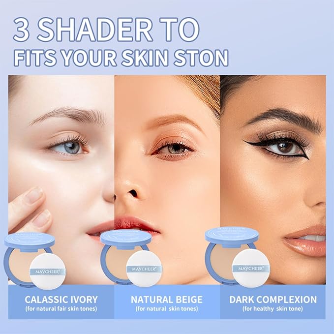 Oil Control Face Pressed Powder,Matte Smooth Setting Powder Makeup,Waterproof Long-Lasting Makeup Setting Powder,Oil Control Flawless Finish,Lightweight,Residue-Free (03 DARK COMPLEXION)-VivaGrace Women