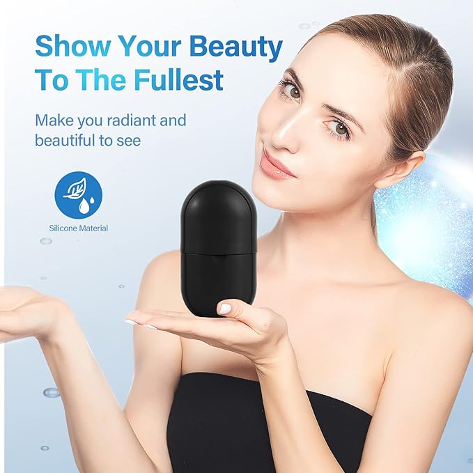 Ice Roller for Face Eye, Ice Roller Mold Face Skin Care Kit for Brighten Skin and Enhance Your Natural Glow Remove Fine Lines Shrink Pores Reduce Acne and Lubricate the Skin (Black)-VivaGrace Women